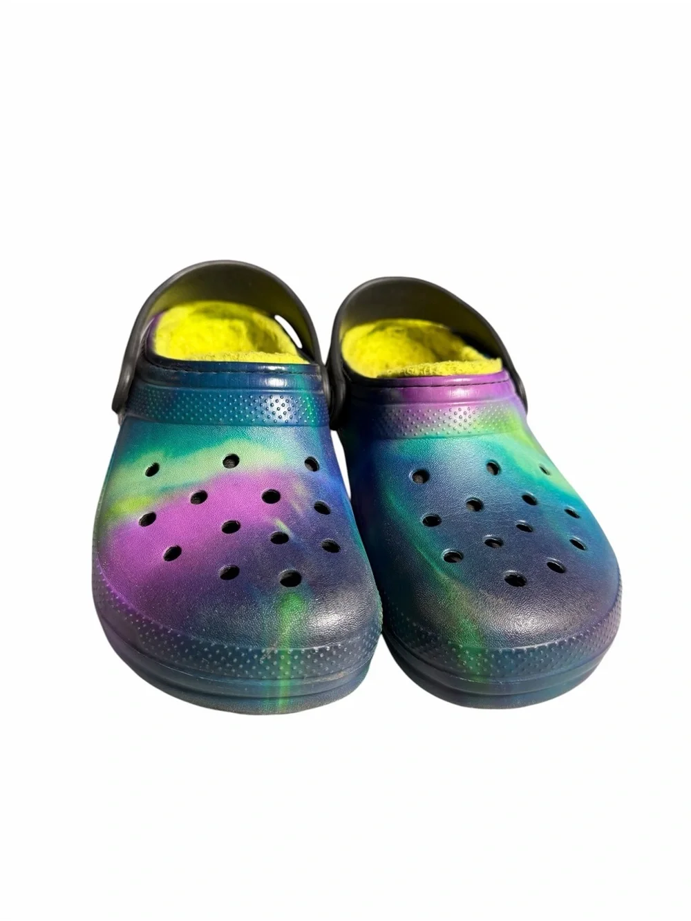 Kids Multicolor Fleece-Lined Clog - Purple/Blue/Green Size 2 J